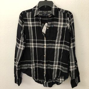 A&F Drapey Plaid Shirt, XS, NEW with Tags